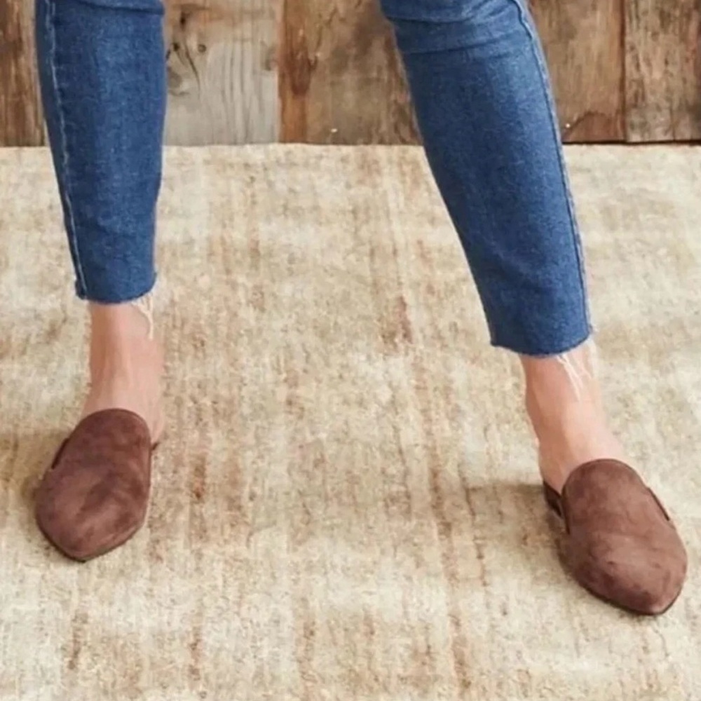 Jenni Kayne Italian Suede Mules Chocolate Brown size 38.